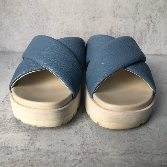 Vionic Women's Vesta Leather Flatform Lug Sandal Blue Size 11 - Picture 6 of 10